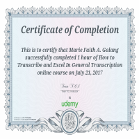 Transcription Certificate of Completion