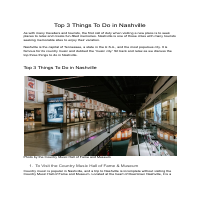 Top 3 Things to Do in Nashville