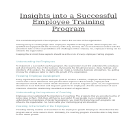 Employee Training Program