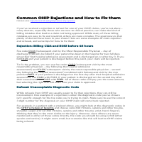 Common OHIP Rejections
