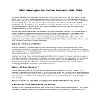 SEO strategies for  Marketer this 2019