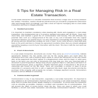 5 Tips for Managing Risk in a Real Estate Transaction