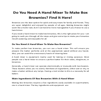 Do You Need A Hand Mixer To Make Box Brownies_
