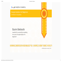 Google Analytics for Beginers Certification