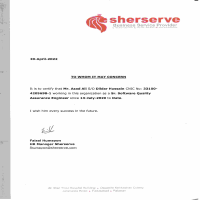 Sherserve Experience Letter