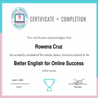 Certificate of Completion for Better English