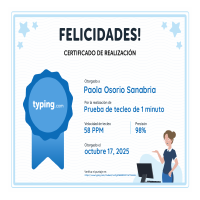 Certificado prueba de tecleo
