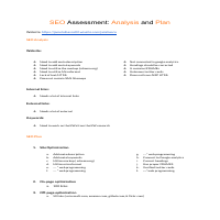 SEO Assessment: Analysis and Plan