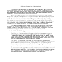 Different Categories of Mobile Apps (Blog Article) 