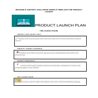 Reusable sample template for product launch