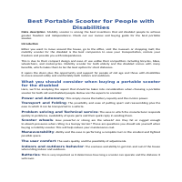 Best Portable Scooter for People with Disabilities