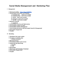 Social media management and marketing plan