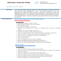 My Work Profile and Experience