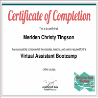 Certificate of completion Online Course 