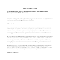 Research Proposal: AI Solutions for Crisis Supply Chains