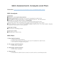 Simple SEO Assessment Analysis Planning