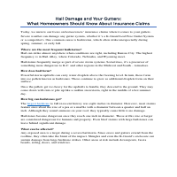 Hailstorm Damage and Home Insurance - B2B to B2C