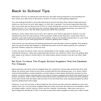 Back to School Tips