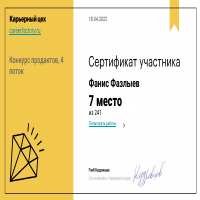 7th place in the "Career Factory" competition