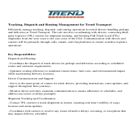 Trend Transport Tracking, Dispatch and Routing