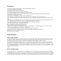 Book Reviews and Pandemic poem. 