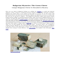 Bulgarian Mysteries: Green Cheese