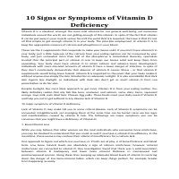 Topic- 10 Signs or Symptoms of Vitamin D Deficiency