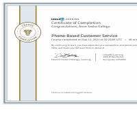 Phone Based Customer Service Certificate 