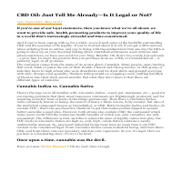 CBD: Legal or Not? 