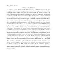 Position paper on Abortion in the Philippines