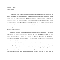 INDIVIDUAL VALUATION REPORT