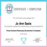 Certificate of completion Virtual Assistant