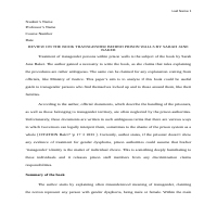 TRANSGENDER BEHIND PRISON WALLS RESEARCH PAPER