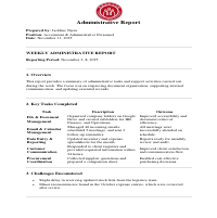 Aministrative report of my work place