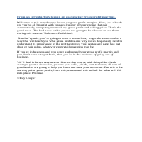A brief intro into gross profit margins