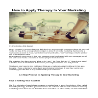 How to A Therapy to Your Marketing