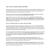 Can you freeze almond milk