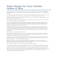 Solar Panels for Your Homes - Lease or Buy
