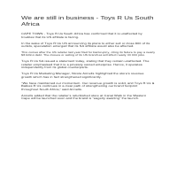 We're still in business says Toys R Us