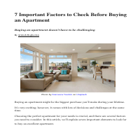 7 Important Factors for Buying an Apartment 