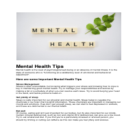 Mental Health Tips