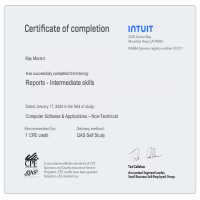 QuickBooks Reports- Intermediate Skills