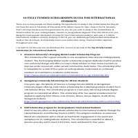 10 Fully Funded Scholarships in USA