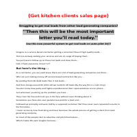 Sales Page for get kitchen clients.