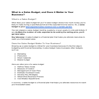 What is a Sales Budget?