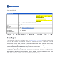 Top 5 Buiness Credit Cards for LLC Startup