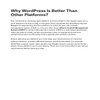 Comparison of WordPress with other Platforms 
