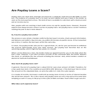 Are Payday Loans a Scam