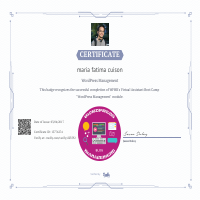 Certificate Of Completion for Wordpress Management