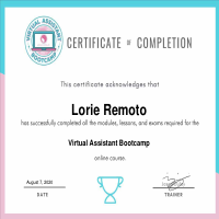 certificate of completion Virtual Assistant Courses